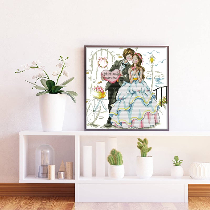 CROSSDECOR Printed Cross Stitch Kits 14CT 20x17 inch Stamped DMC Embroidery Patterns Needlepoint Kits, DIY Embroidery Starter Kitsfor Home Decor (Colorful House by The Water) - Image 2